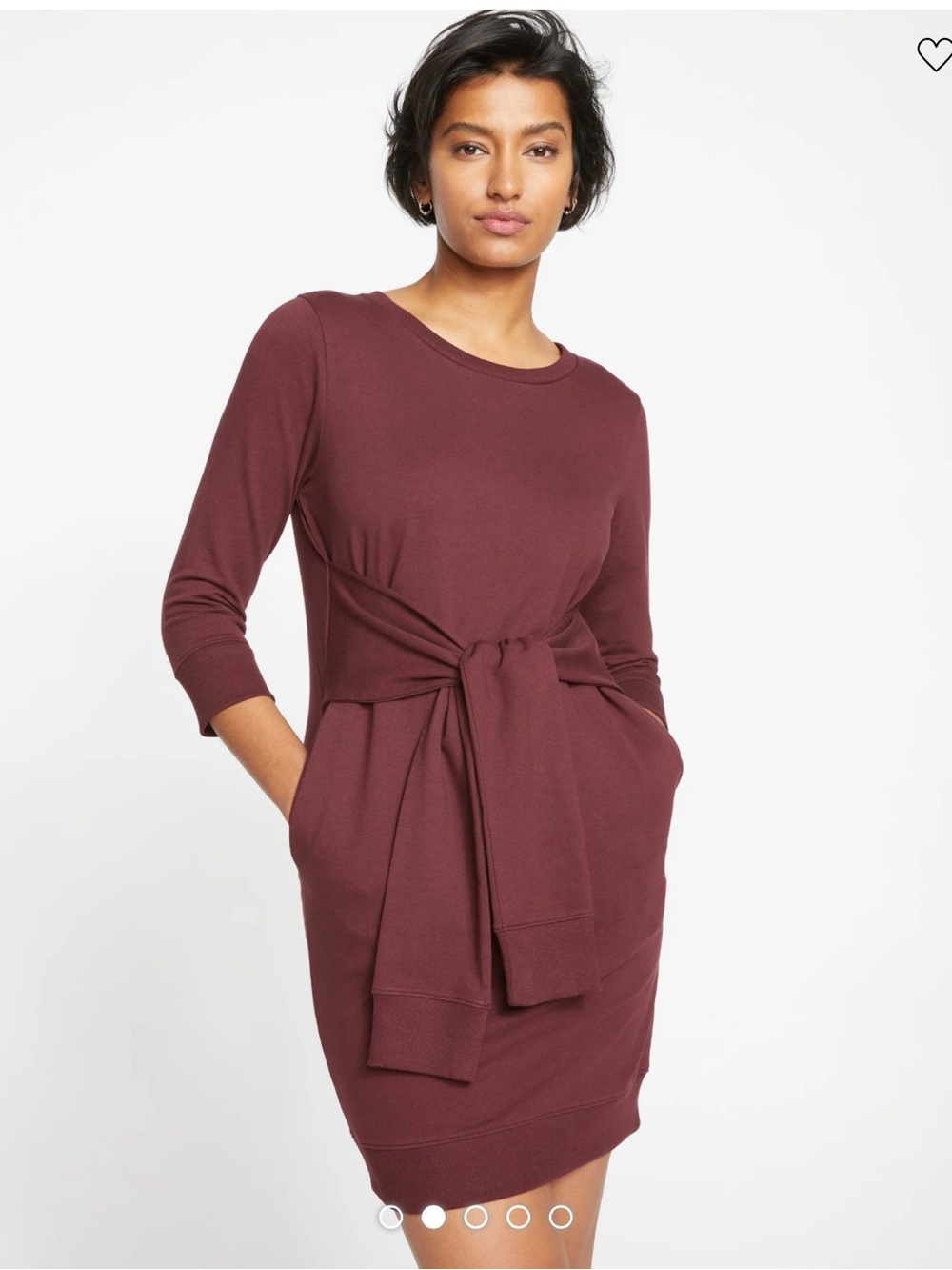 Misa Tie Sweatshirt Dress in Barbados Cherry Red
